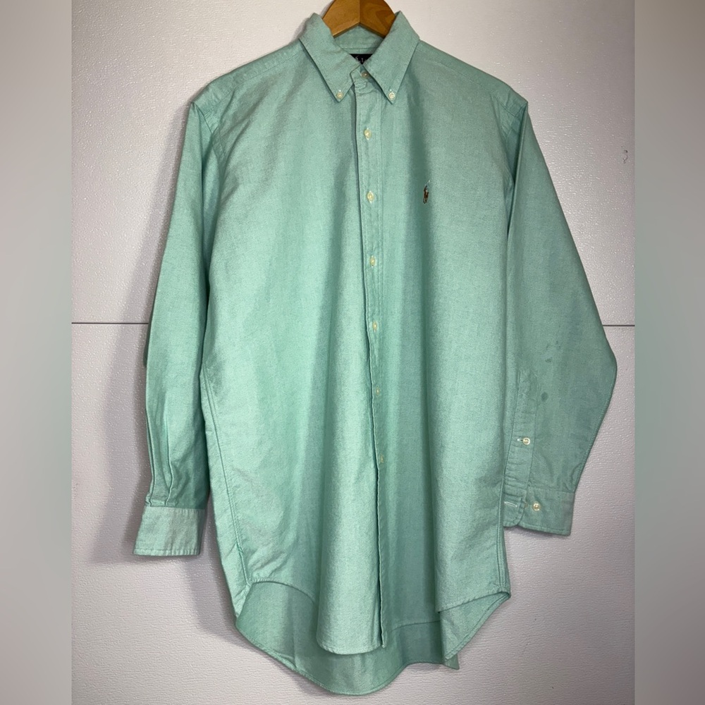 Ralph Lauren Mint Green Casual Button-Down Shirt Preppy Y2K Ivy-League Size‎ M